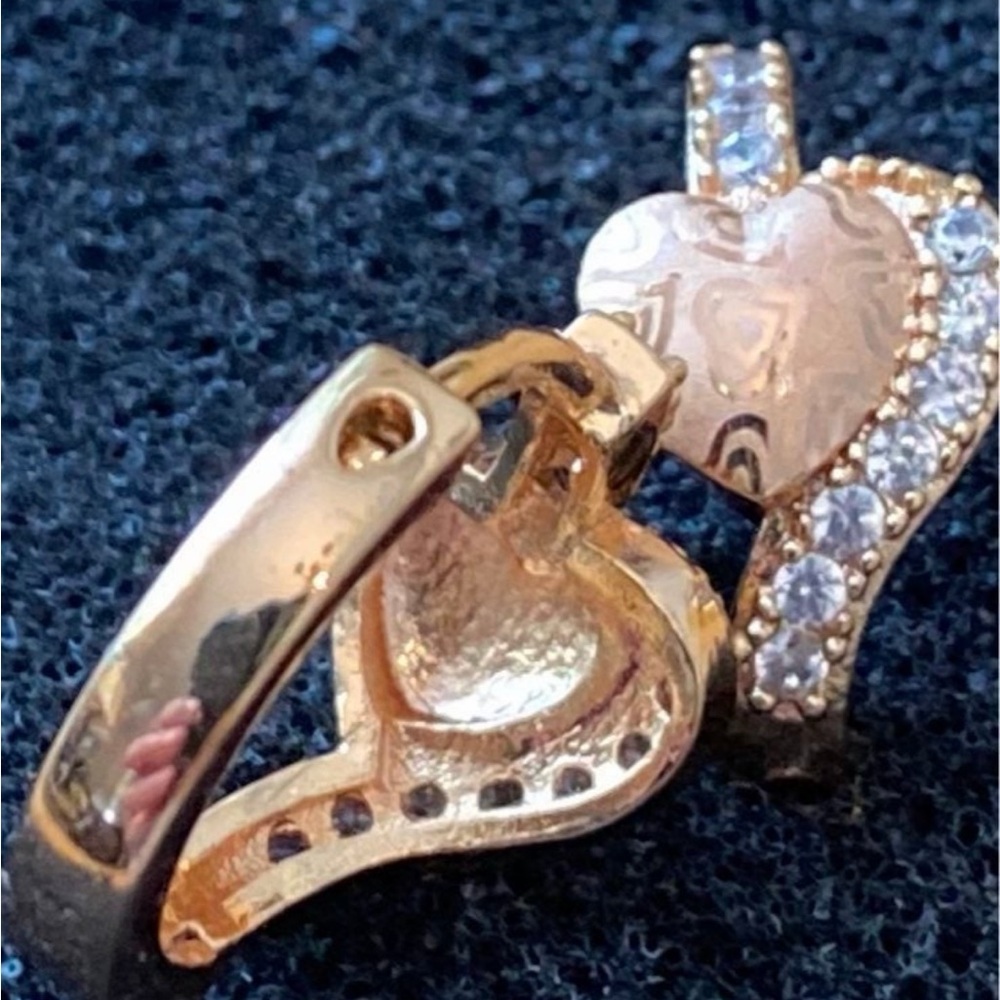Rose Gold Tone Heart Earrings